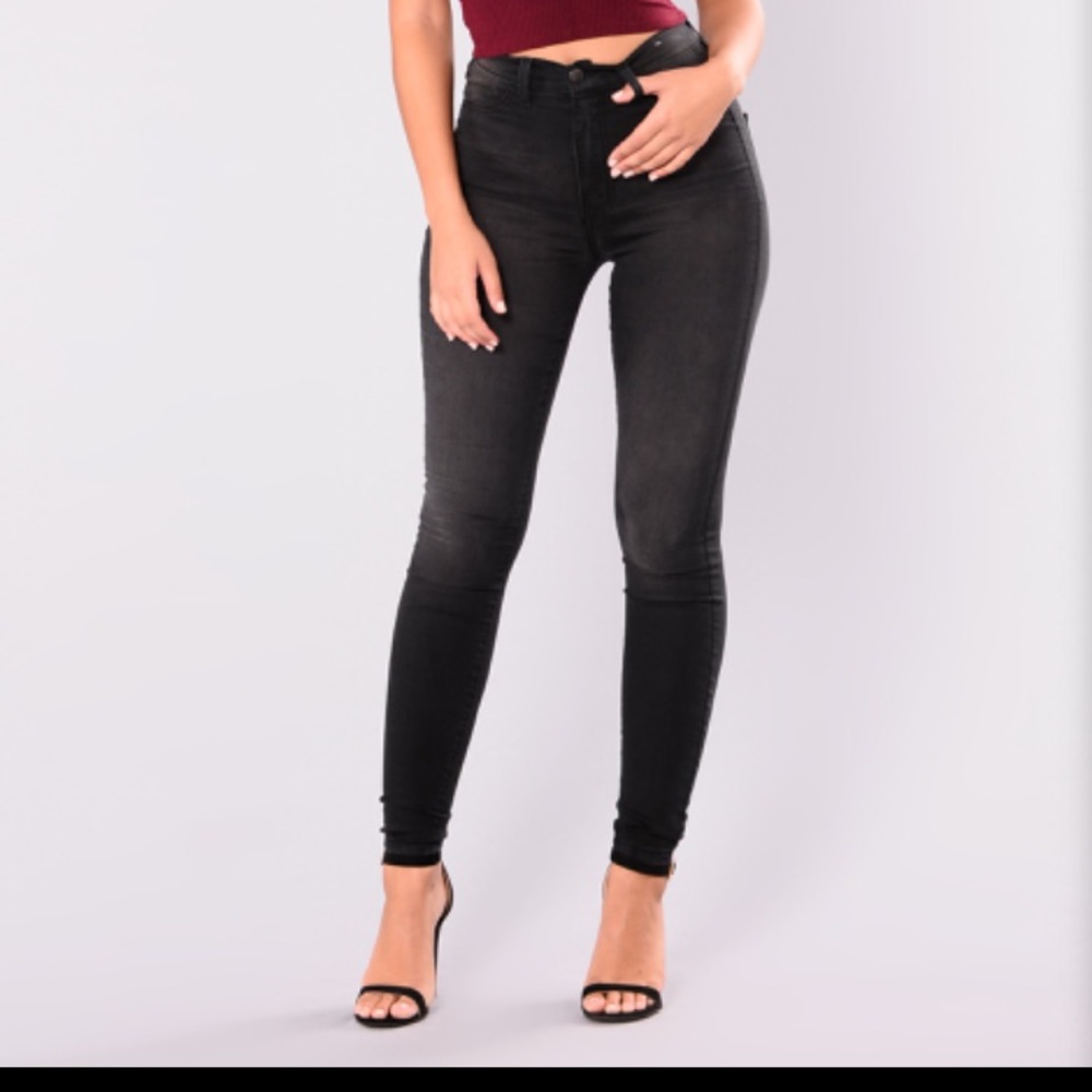 Black faded high waist skinny jeans